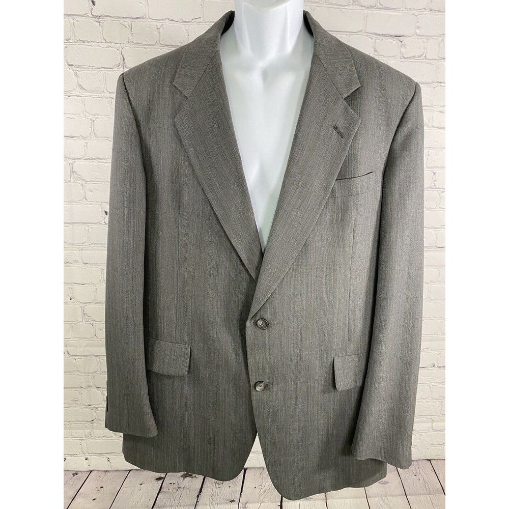 VTG Foleys Hart Schaffner Marx Gray Striped 2 Button Blazer Jacket 43L
